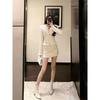 Korean Version of Qianjin Style High-end Two-piece Set for Women's Spring and Autumn Xiaoxiangfeng Design Fur Collar Jacket Skirt Set
