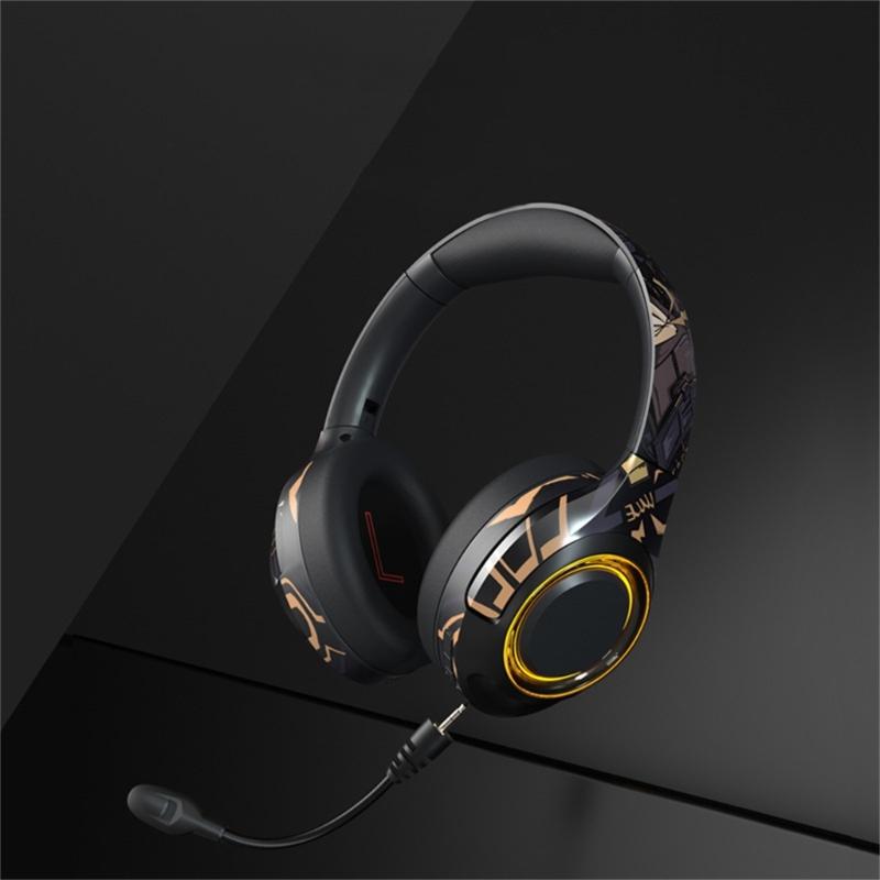 Wireless Gaming Headsets with Noise Cancelling Bluetooth-compatible Over Ear Headphones with Detachable Boom Microphone