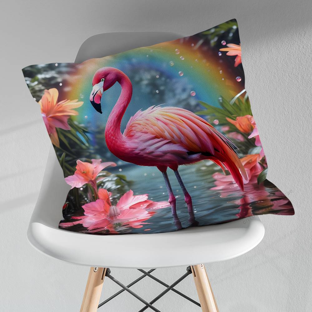 Cute Animal Flamingo Various Sizes Square Pillow Case For Car Home Bedchamber Decor Birthday Gift