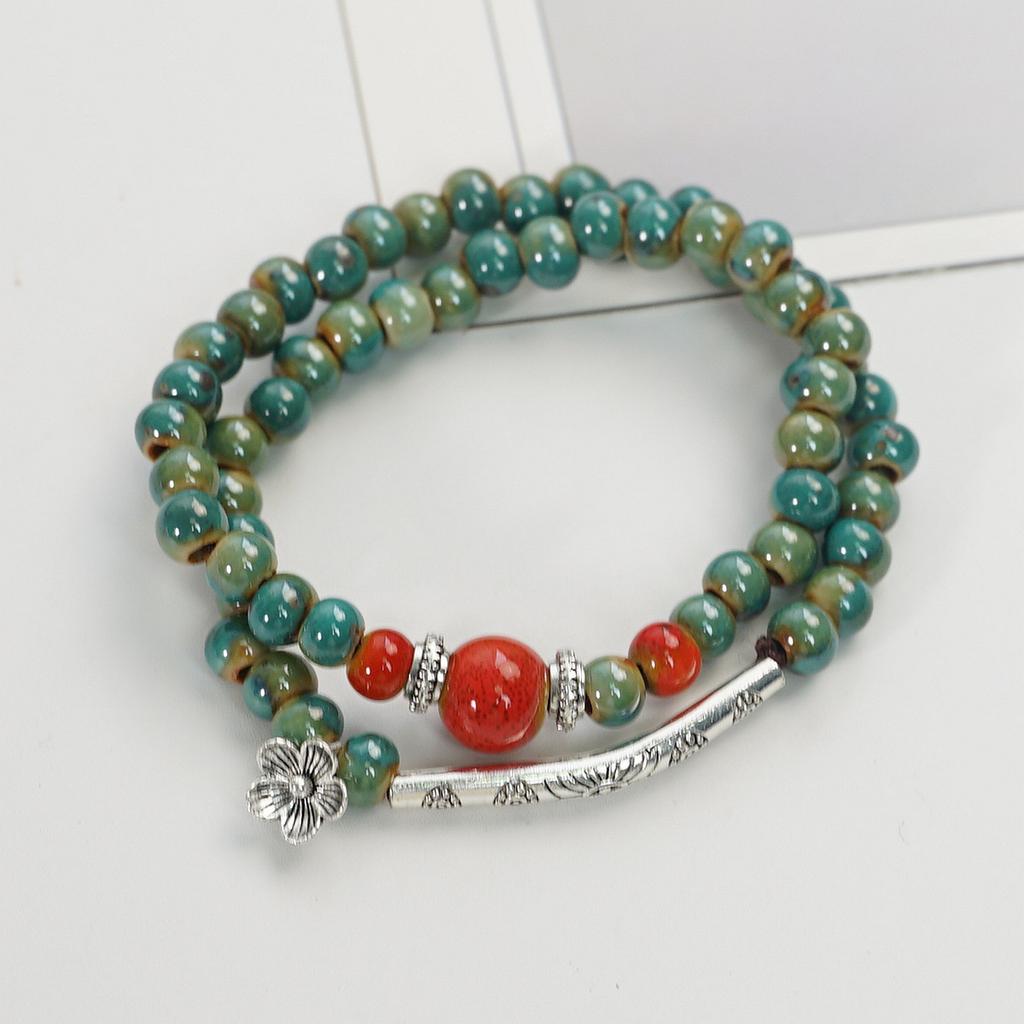 Handmade, New Chinese Ethnic Style Ceramic Bracelet Women's National Style Jewelry Beaded Bracelet Summer