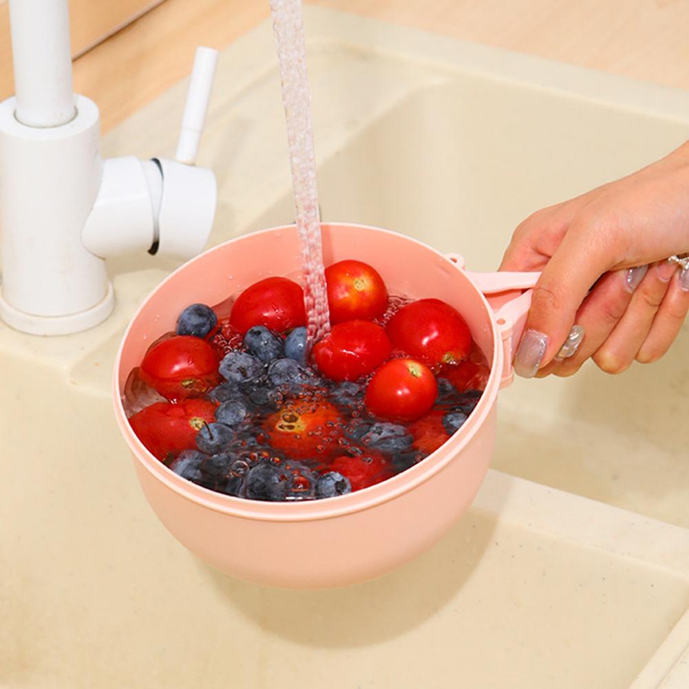 Multipurpose Fruit Drain Basket Foldable Handle Fruit Washing Bowl With Fine Holes 2 In 1 Fruit Washing Bowl Kitchen Accessories