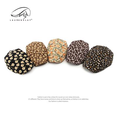 Autumn and Winter New Personalized Floral Beret Female British Retro Corduroy Cap Leopard Print Forward Hat