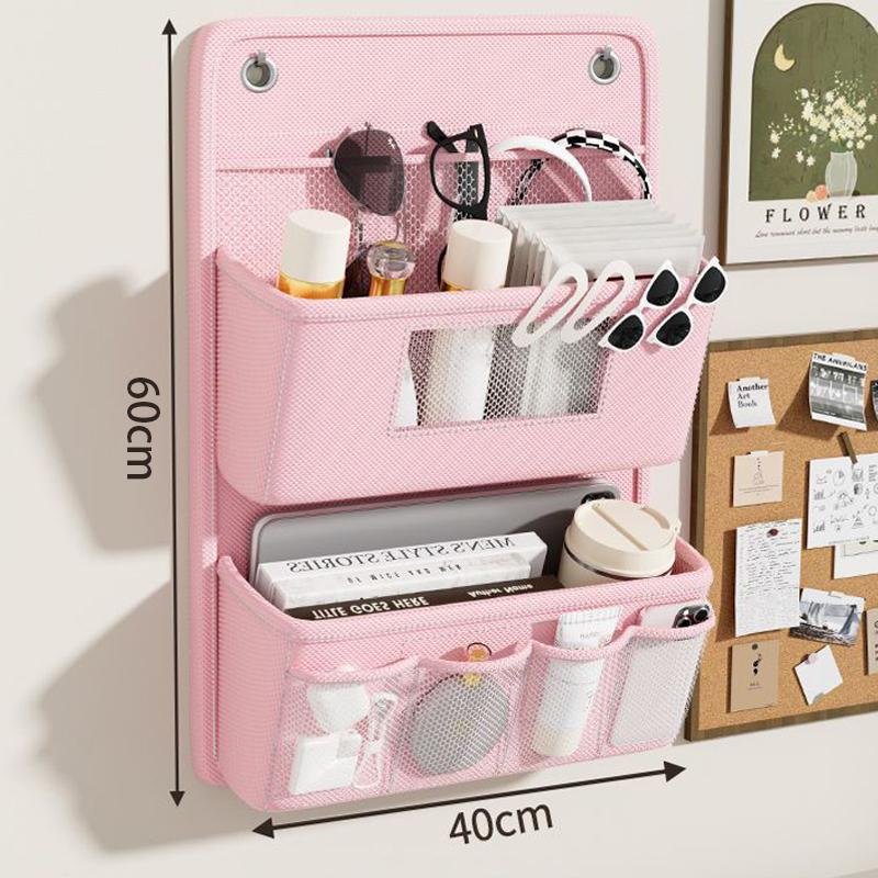 Gray Wall-Mounted Storage Organizer Multi-Compartment Fabric Hanging Bag Viewing Window for Office Closet Versatile Hanging Bag 3140₽