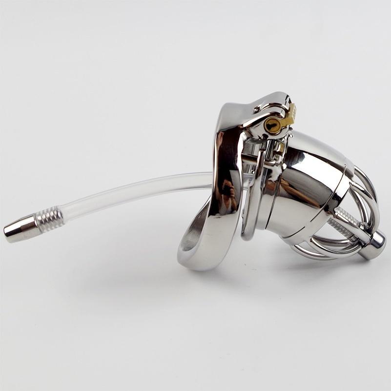304 Stainless Steel Male Chastity Belt Cock Cage Device with Urethral Sounds Catheter Lock Penis Ring Sex Toys for Men Couples