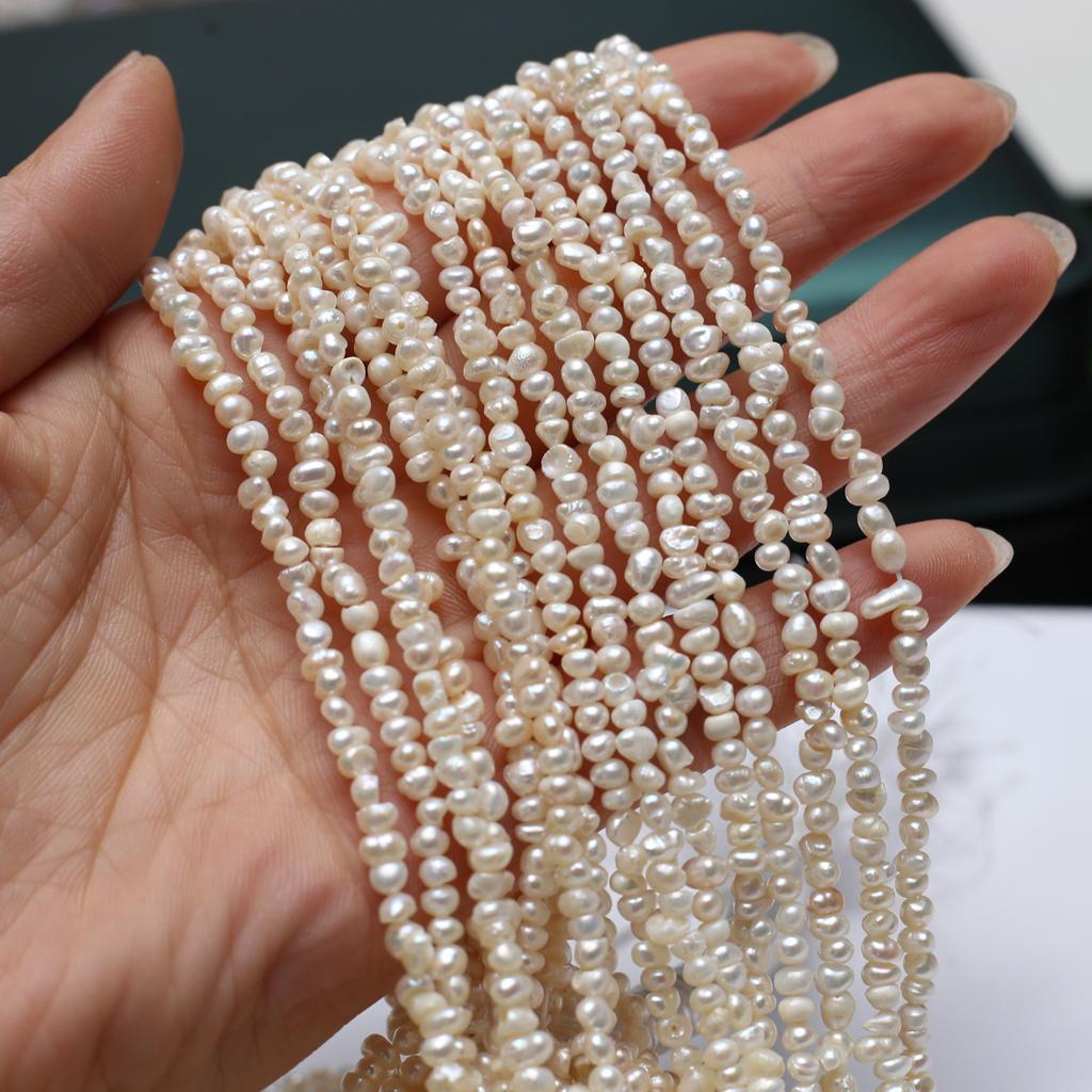 1String, Boho White Natural Freshwater Pearls, Handmade Irregular Pearl Beads for Jewelry Making DIY Necklaces Crafts (Beads 3-4mm, Length 36cm)