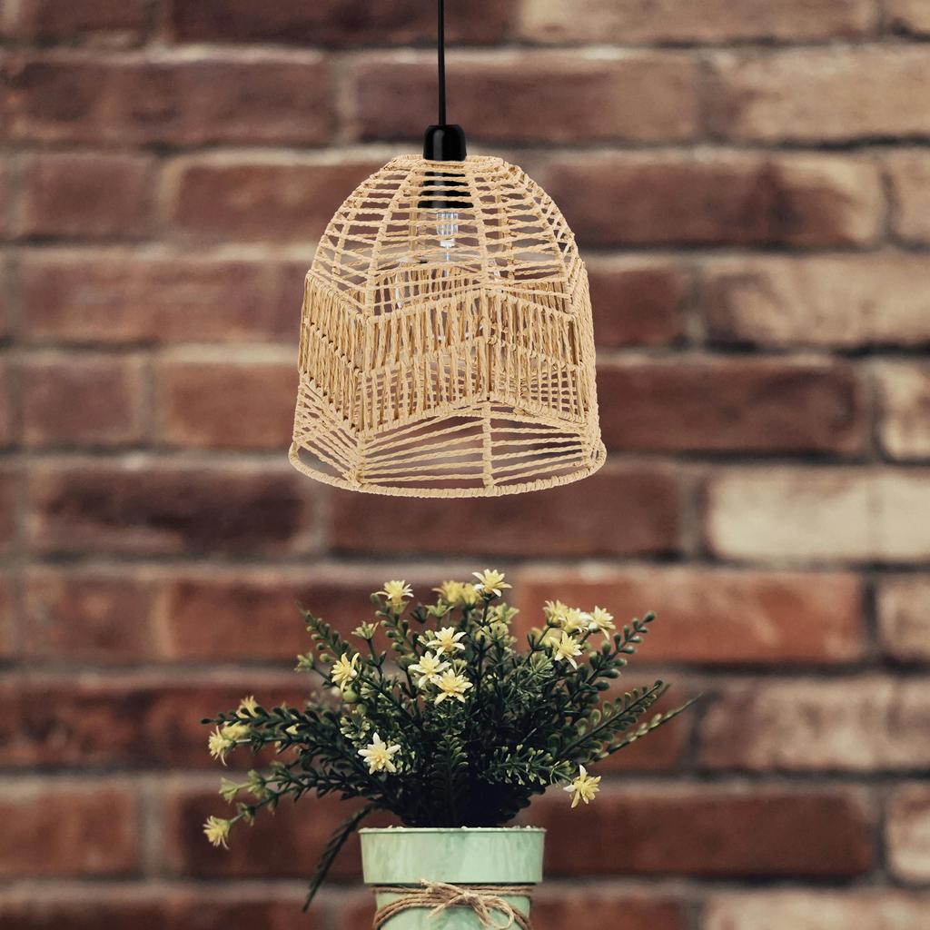 Imitation Rattan Woven Lampshade Chic Modern Style for Chandelier Living Room Tea Room Lamp Decor Ceiling Light Cover