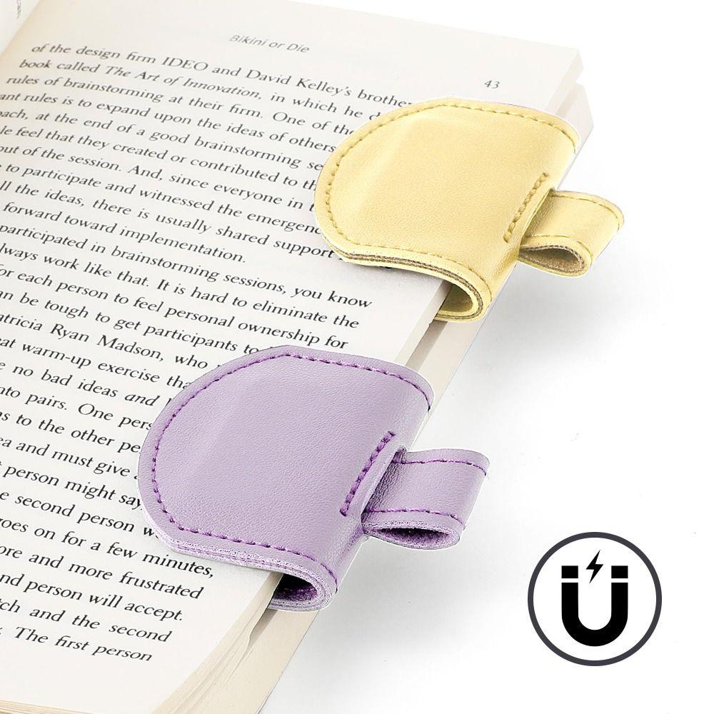 New Magnetic Pen Loop Holder PU Leather Anti-lost Pen Clip Solid Color Multi-functional Bookmark Stationery Supplies