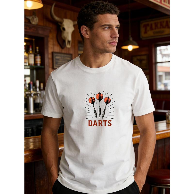 

Darts Style Men s Short Sleeve T-shirt Fashion Leisure Wear XXL білий