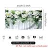 2D White Hydrangea & Green Leaves Backdrop Curtain Style Floral Background for Photoshoot