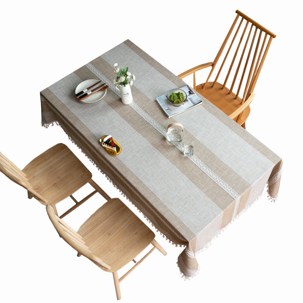 Nordic Striped Tablecloth Fabric Cotton And Linen Party Fringed Flower Festival Solid Color Amazon Table Mat Tablecloth