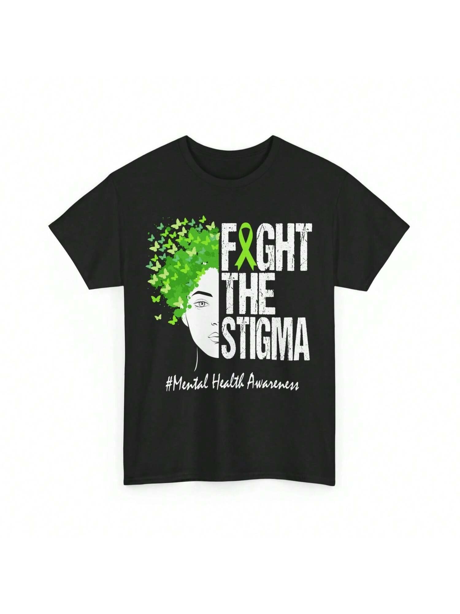 Fight The Stigma T Shirt unisextal Health Awareness Green Ribbon S разноцветный