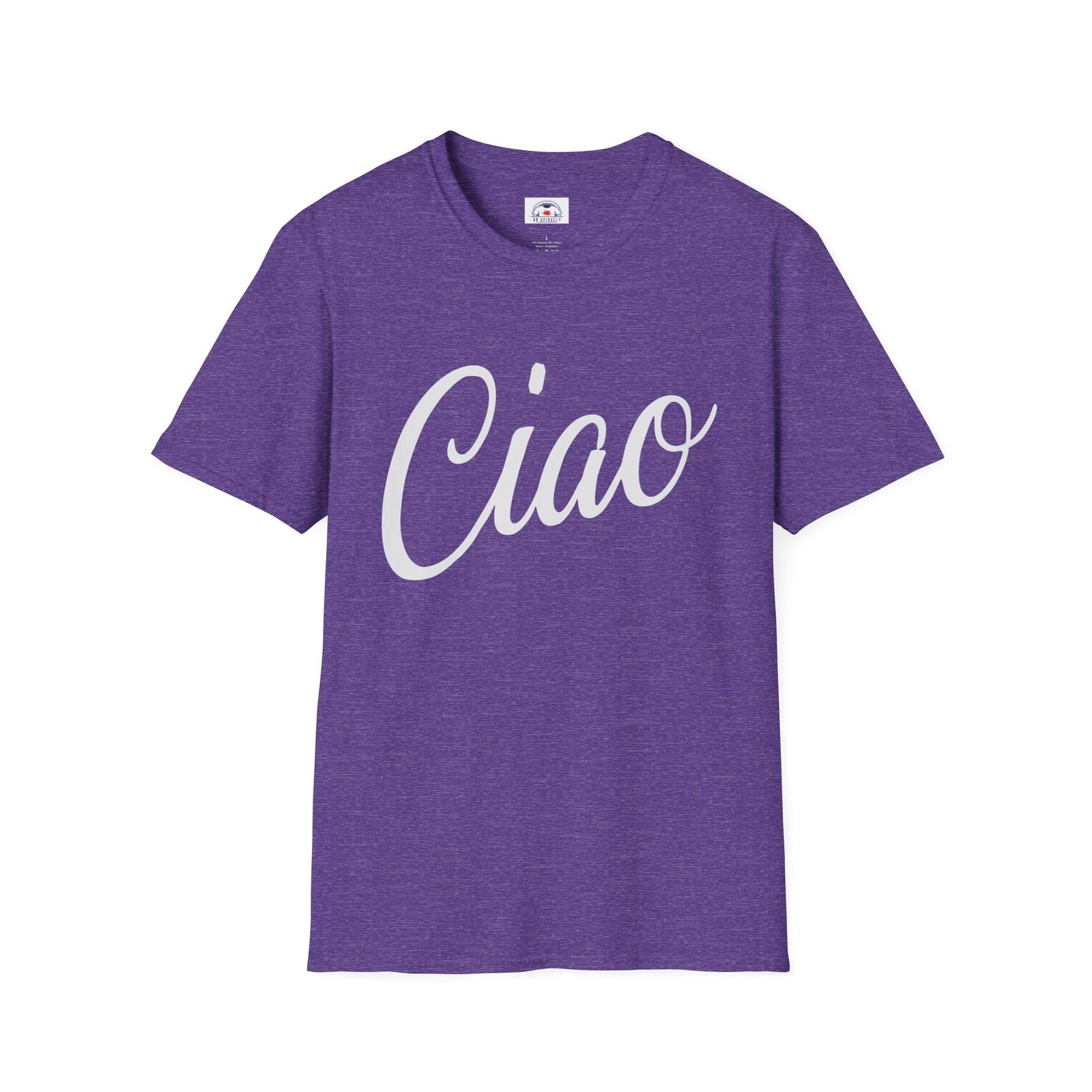 Fun CIAO Unisex tee Softstyle T-Shirt Italian Hello Goodbye Great Gift XXXL