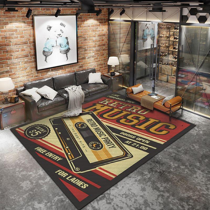 Retro Guitar Carpets for Living Room Decoration Non Slip Floor Mat Electric Drum Music Room Rug Washable Bedroom Bedside Doormat