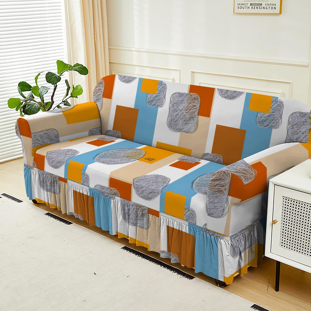Universal All-Inclusive Elastic Sofa Cover, Four-Season Universal Sofa Cover, Nordic Style Internet Celebrity Skirt Sofa Protection