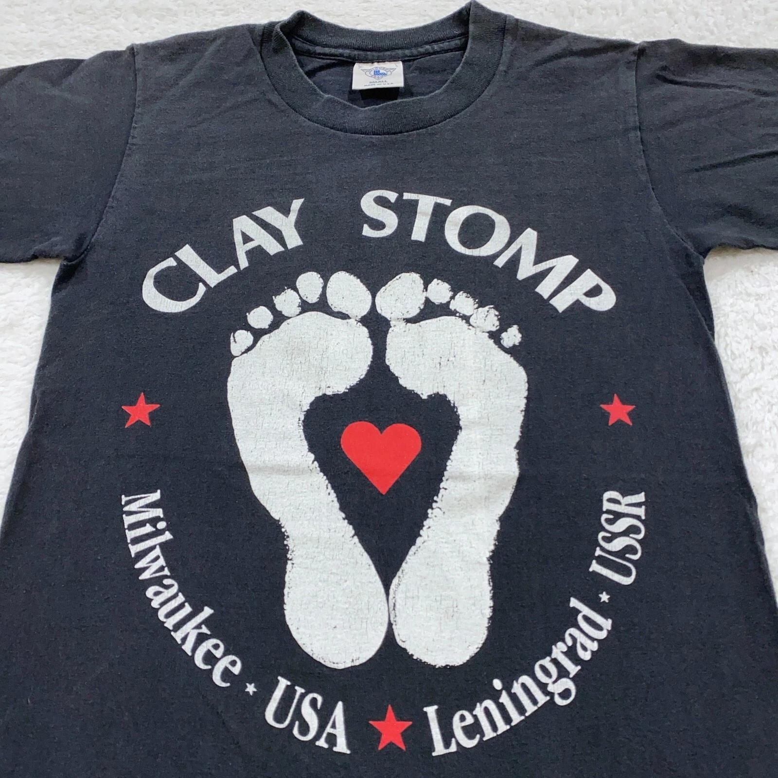 

vintage 80s CLAY STOMP SOVIET MURAL MILWAUKEE T-Shirt XS single stitch 4XL