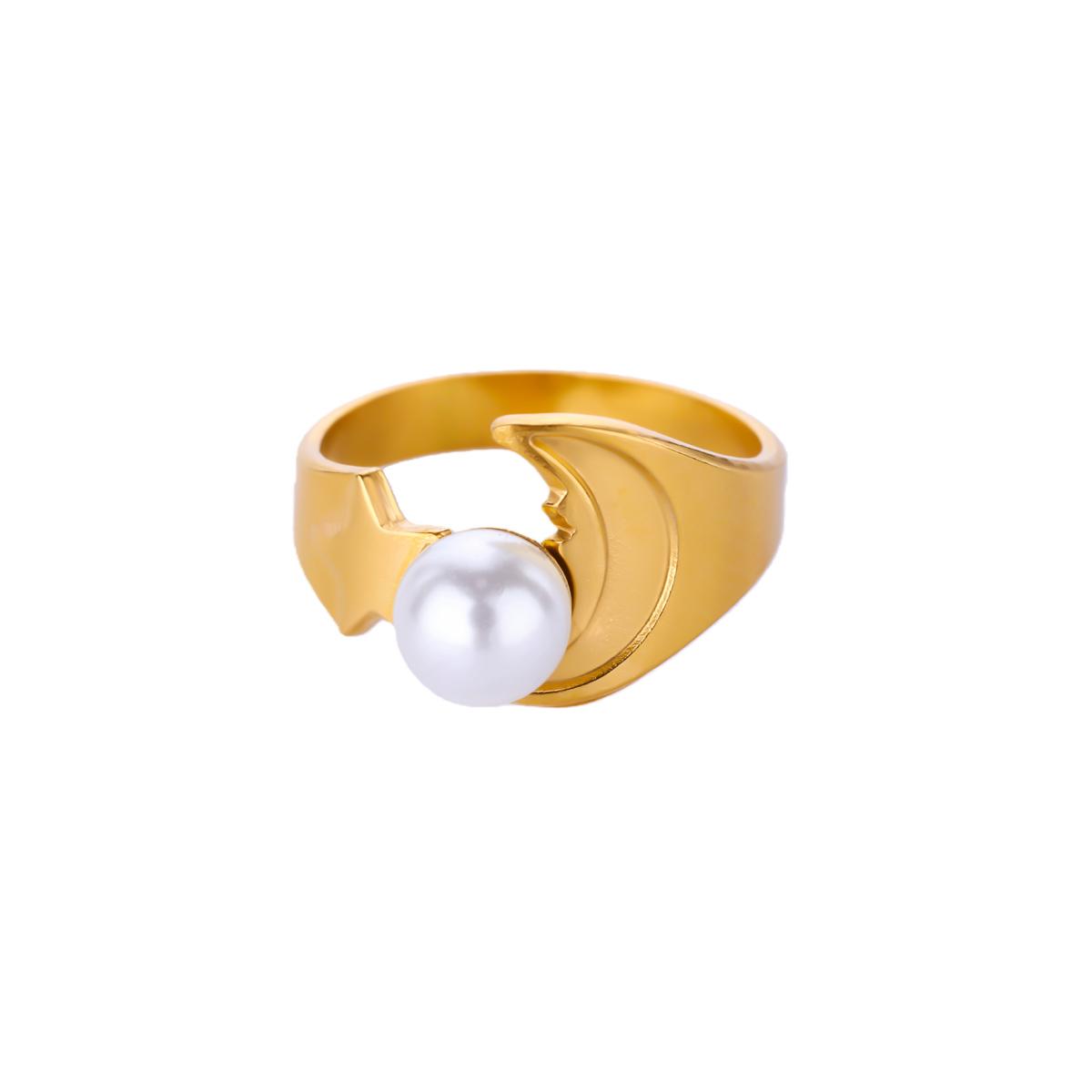 

Geometric Multi-layered Pearls Rings For WomenStainless Steel Stackable Asymmetric Ring Wedding Christmas Jewelry Gift