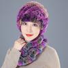 Middle-aged Rex rabbit hair hat female autumn and winter warm elderly grandmother ear protection fur mother wool scarf