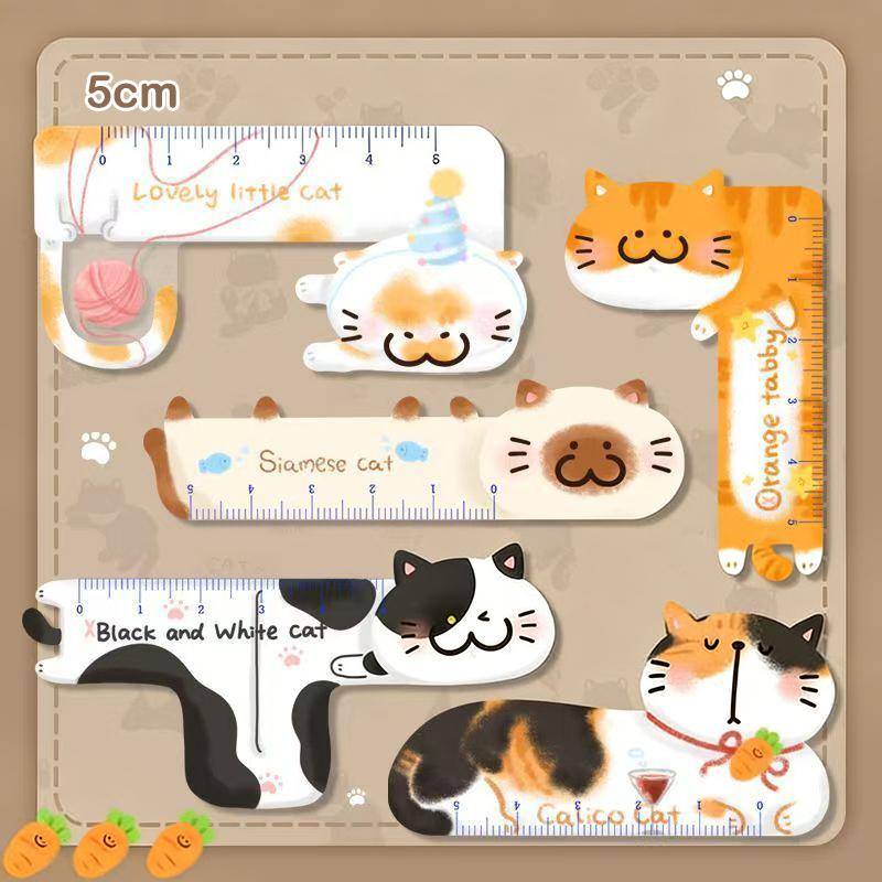 texture5Pcs Mini Palm Cartoon Ruler Set Straight Rulers Student Stationery Supplies for Kids Back To School Classroom