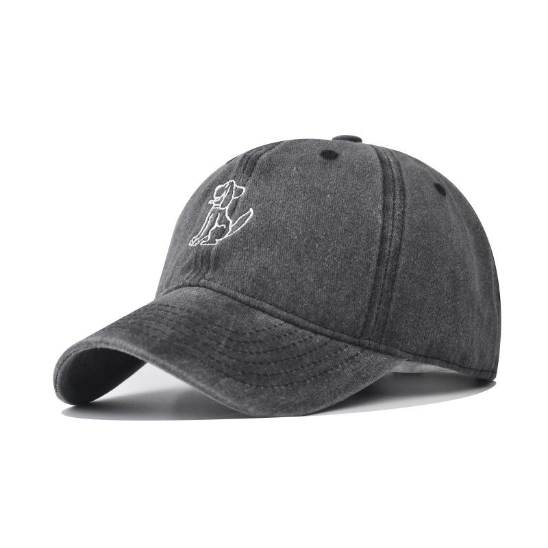 2025 Trendy Washed Denim Baseball Cap For Men & Women- Soft Unisex Embroidery Puppy Design, Spring Summer Fashion Accessory