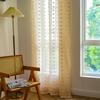 Lace Curtains Bohemian Tufted Textured Embroidery Floral Decoration Living Room Bedroom Sheer Tulle Curtain Bay Window Valance