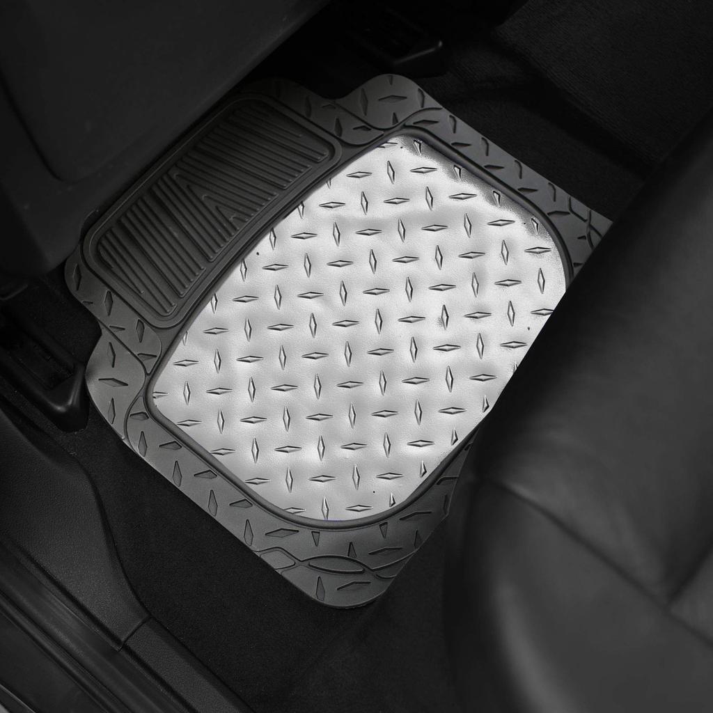 FH Group Group Car Floor Front 71 X Rear 46 X Imported from F11315SILVER (FH International) Mats, Silver, Scissor-Cut Rubber, 37cm-46cm, 32cm-46cm