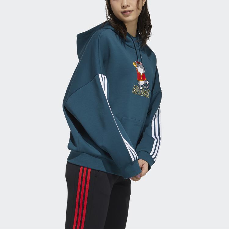 adidas Neo X Wu Huang Wan Shui Collaboration Loose Fit Hooded Printed Sweatshirt Women Sweatshirt Green H45020