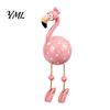 Resin Animal Ornament Cute Dangle Leg Flamingo Figurine, Tropical Polka Dot Statue, Whimsical Home Decor for Indoor Outdoor Patio Yard Shelf Party
