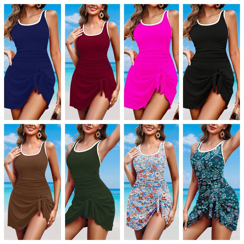 2026 Europäisches & Amerikanisches Bedrucktes Rückenfreies Bikini-Set mit Langem Gaze-Rock - Sexy Dreiteiliger Badeanzug