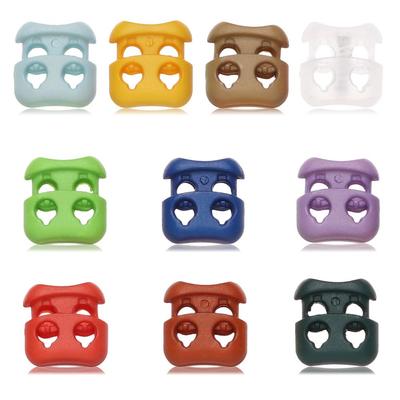20pcs High Quality Double Hole Multi-colors Stopper Cord Lock Apparel Shoelace Buckle Sportswear Accessories Bean Toggle Clip