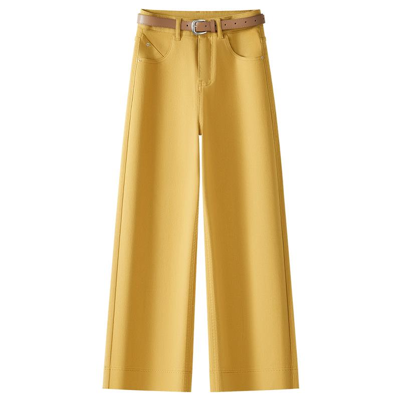 

Женские джинсы 2025 года в стиле ретро с завышенной талией, укороченные, широкие от бедра M жёлтый