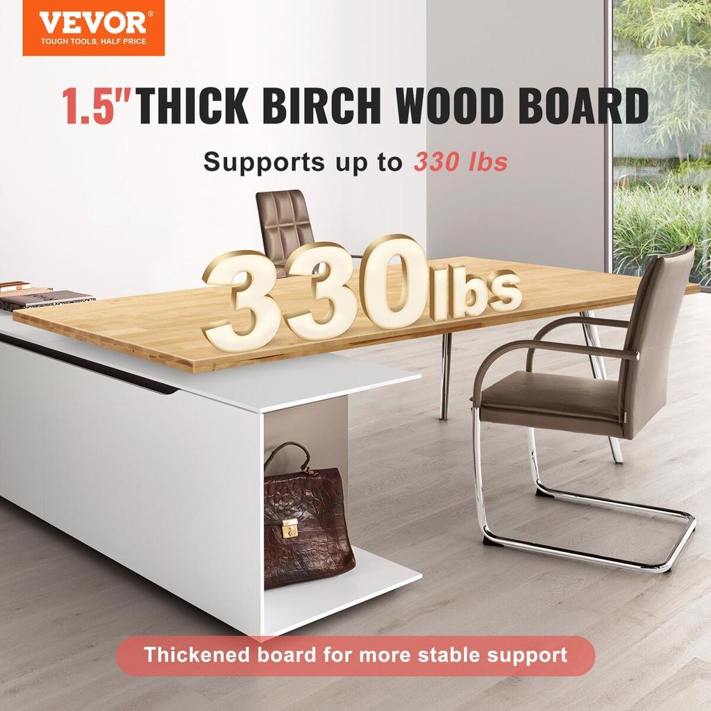 Table Top Solid Wood Desk Top 47.2" x 29.5" x 1.5" Rectangular Maple Wood