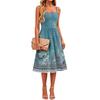 Women Sleeveless Adjustable Strap Dress Casual Floral Print Midi Dress with Pockets Summer Fashion Sundress