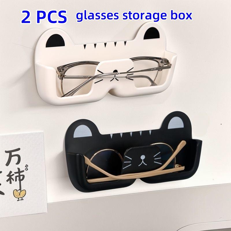 

2 pcs Household portable glasses storage box, Wall-mounted glasses rack, glasses box in car 2 pcs