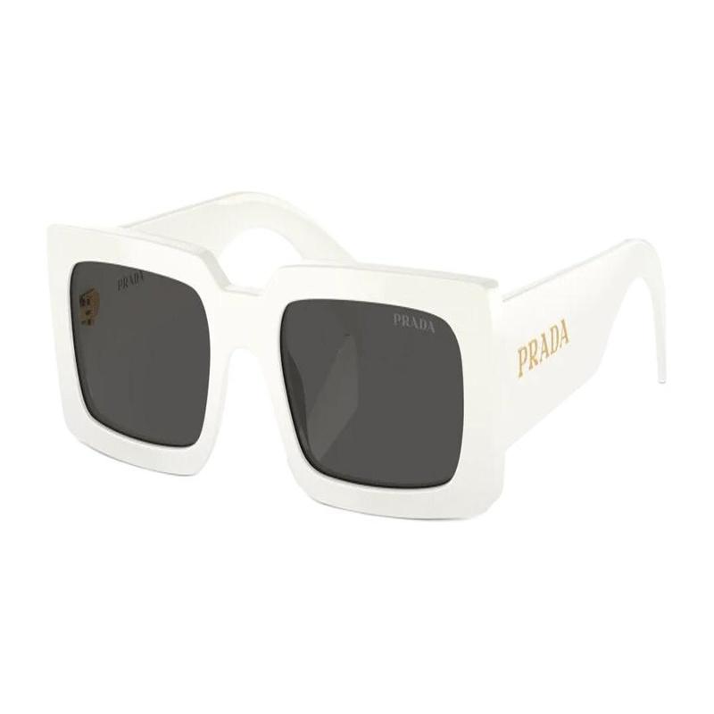 Prada Temple Logo Acetate Acetyl Rectangular Sunglasses Unisex Couple Style White white 52