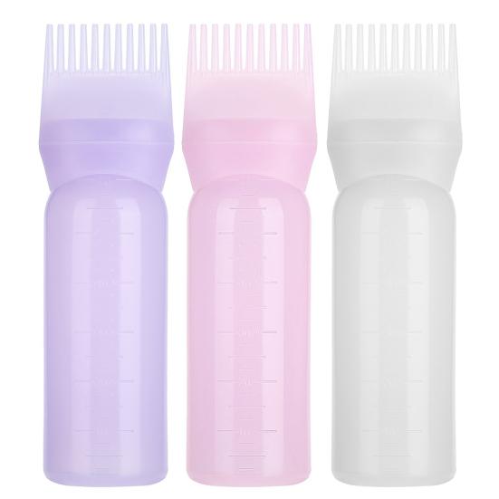 Barber Shampoo Bottle 120ml High-Density Plastic Hair Dye Applicator with Comb Scalp Massage Portable Salon Essential
