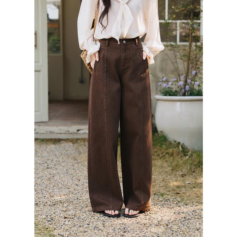 Women's Retro Washed Straight-Leg Cotton Pants