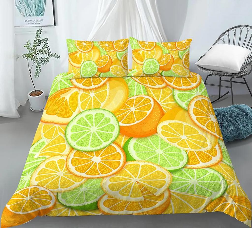 Lemon Printed Yellow Fruit Theme Duvet Cover Cute Cartoon Polyester Quilt Cover For Children Women Gifts For Bedroom Decorations