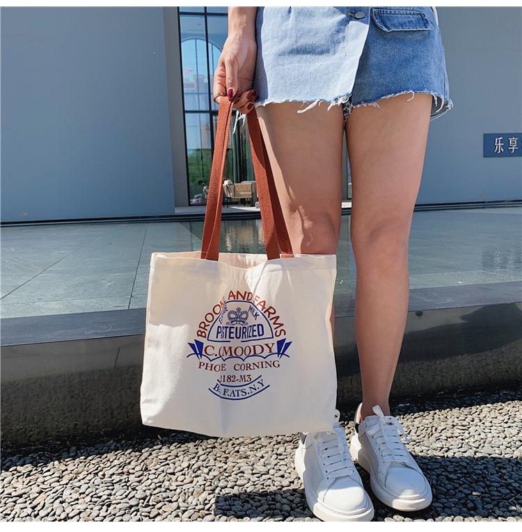 

Холщовая сумка женская студенческая кампусная сумка через плечо в стиле инс, большая вместимость, сумка-тоут с надписью