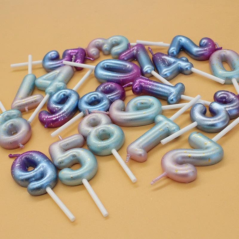 New Milky Way Starry Sky Gradient Numbers 0-9 Candles Creative Romantic Party Fantasy Gradient Candles