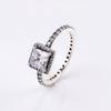 925 Sterling Silver Pan Ring Creative Personalized Square With Crystal Cz Ring For Women Wedding Party Fashion Jewelry
