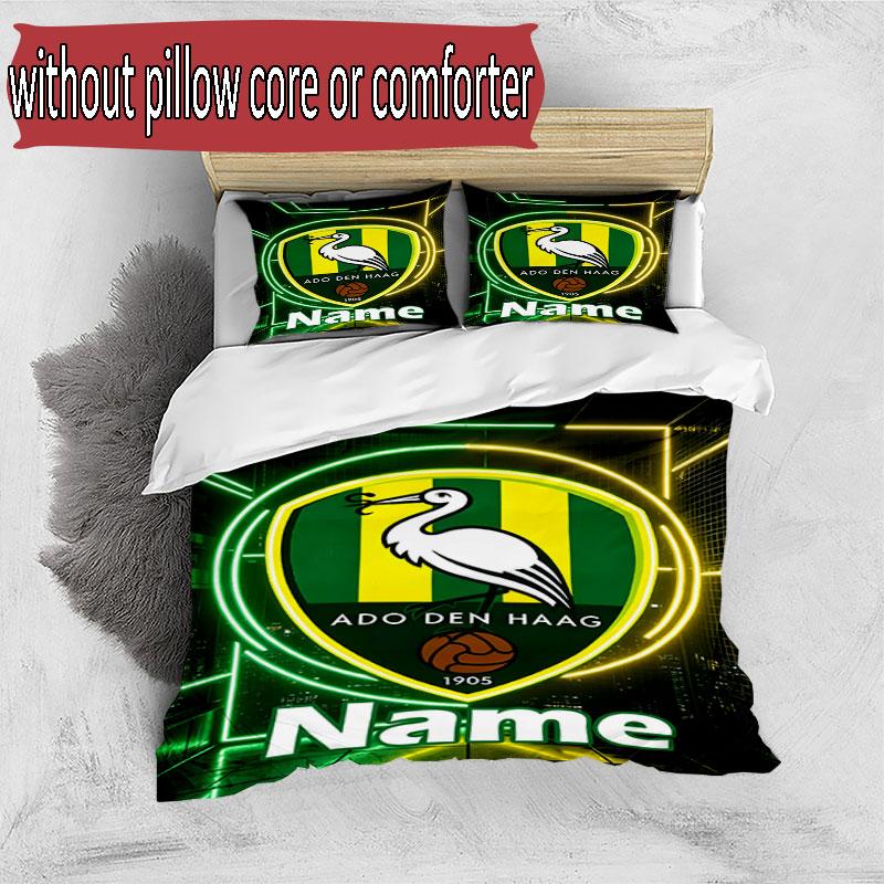 3pcs Duvet Cover Set (1*Duvet Cover + 2*Pillowcase, Without Core), Custom Name ADO Den Haag Pattern Bedding Set, Home Bedroom Decor Gift