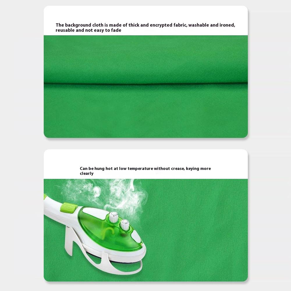 1 X 3m Green Photography Backdrop Set with 4 Clips Polyester Background Screen for Studio/Live Streaming