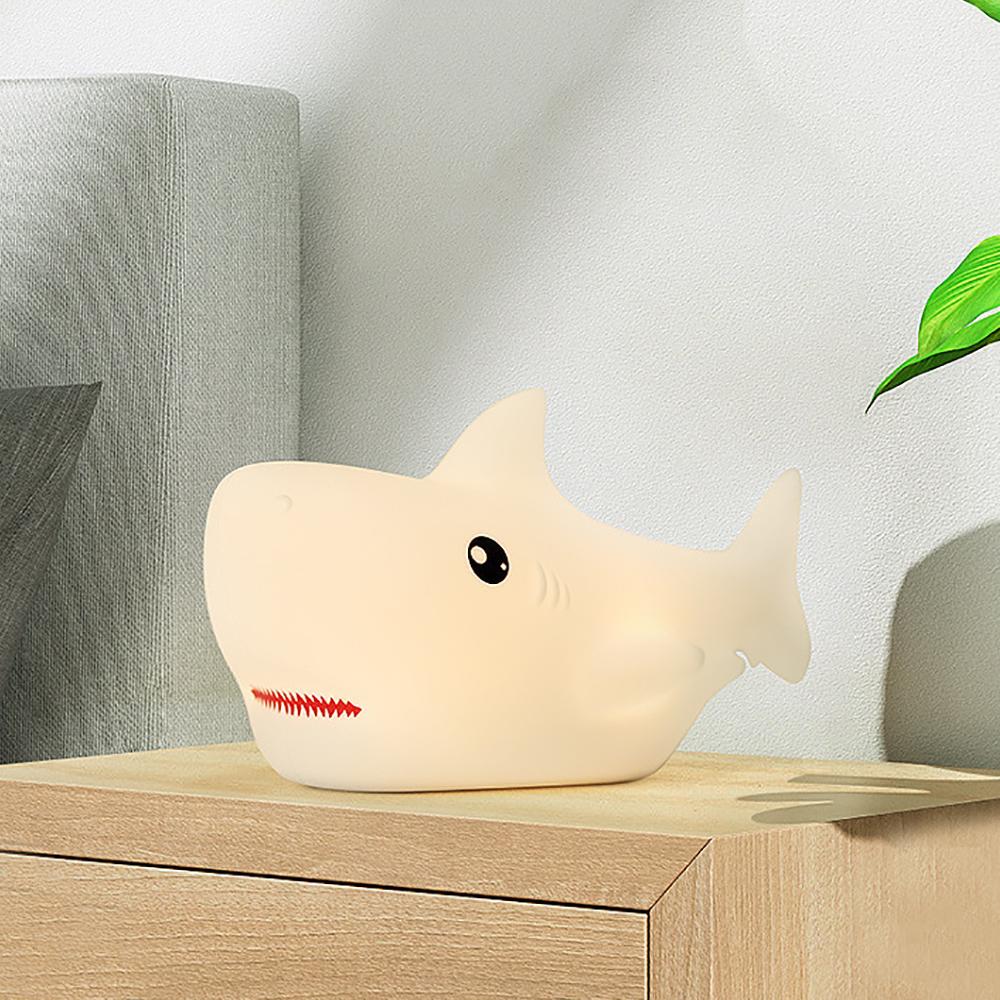 Soft Silicone Night Light Creative Lovely Cartoon Shark Shape LED Lamp Bedside Light Decorative Atmosphere Lamp for Kids Gifts