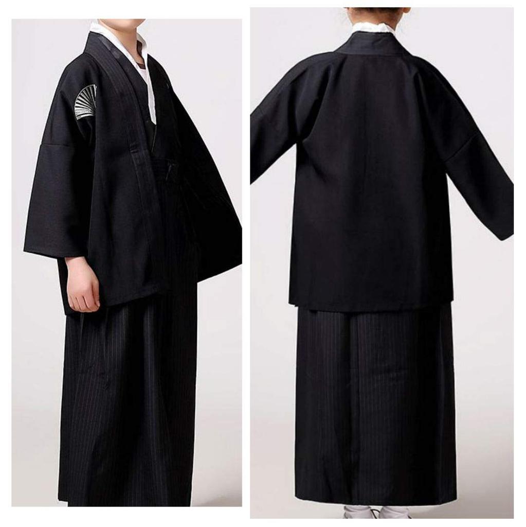 Micopuela Samurai Costume Set for Boys Size Kids' (Black, 140)