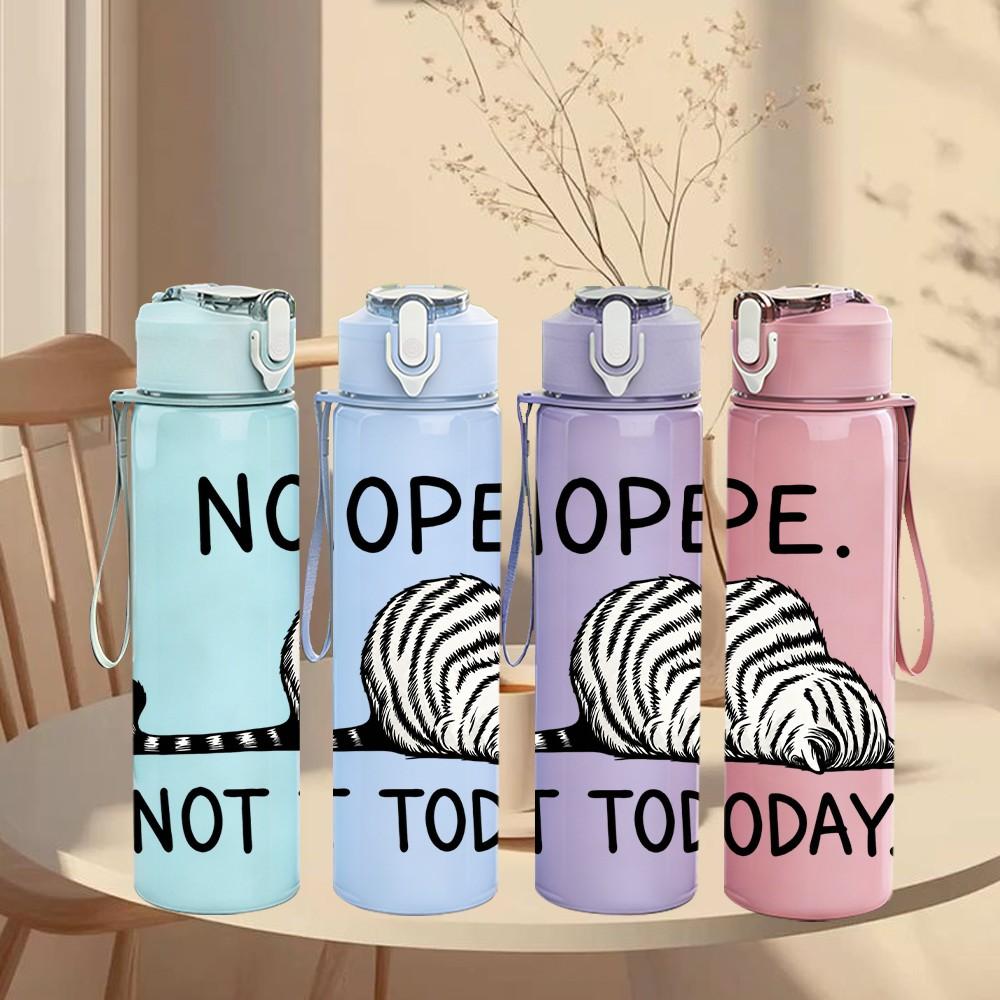 1PC Nope Zebra Lazy Quote 750ml Color Plastic Sports Water Bottle Leakproof Flip Straw Lid Suitable for Sports Office Home Use