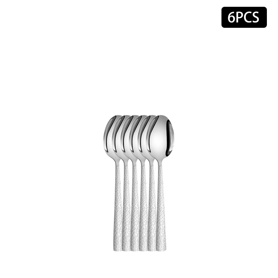 4/6/16/24-teiliges Edelstahl-Silberbesteck-Set Quadratischer Griff Schlangenleder-Besteck Haushaltsmesser, Gabel und Löffel-Kombination