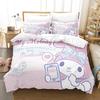 MINISO Kawaii Cinnamoroll Aufdruck Kuromi My Melody Bettbezug 2 Kissenbezüge Bettwäsche-Set für Erwachsene und Kinder Luxuriöses Geschenk