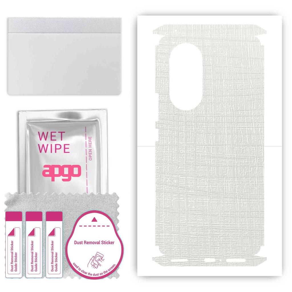 apgo Protective Skin Sticker for the back+sides compatible with Huawei Nova 9 Pro, Full Wrap Film, Foil, Vinyl - Pattern White Fabric