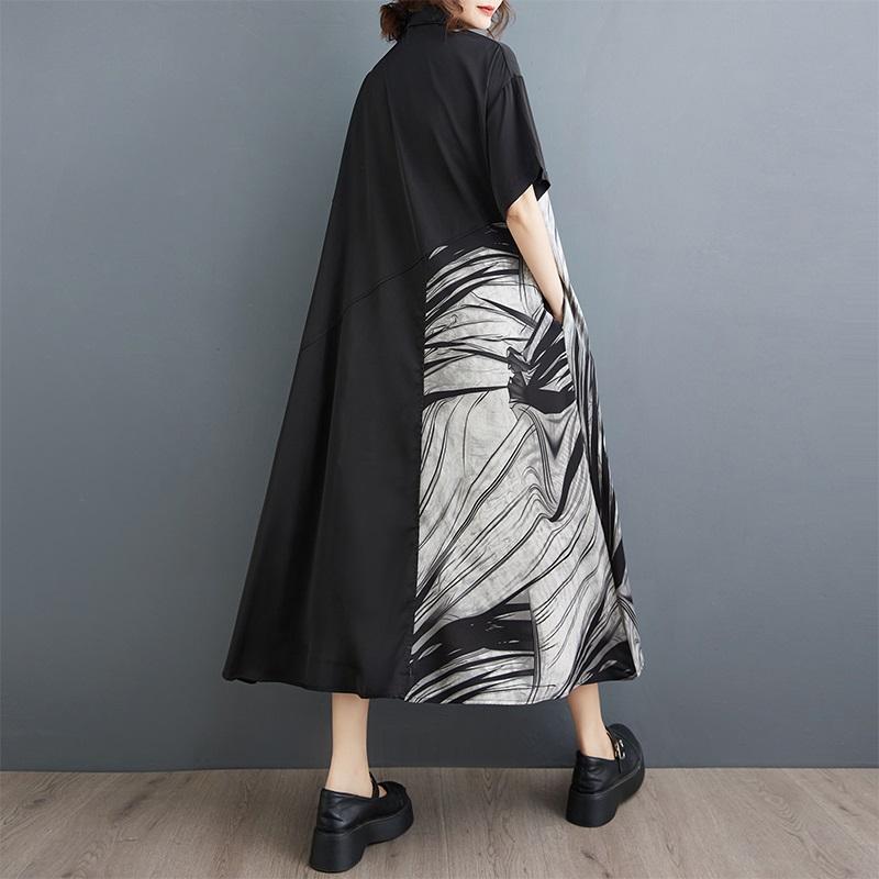 Kortärmad Plus size bomull vintage nytt i klänningar för kvinnor avslappnad lös lång sommar Skjortklänning