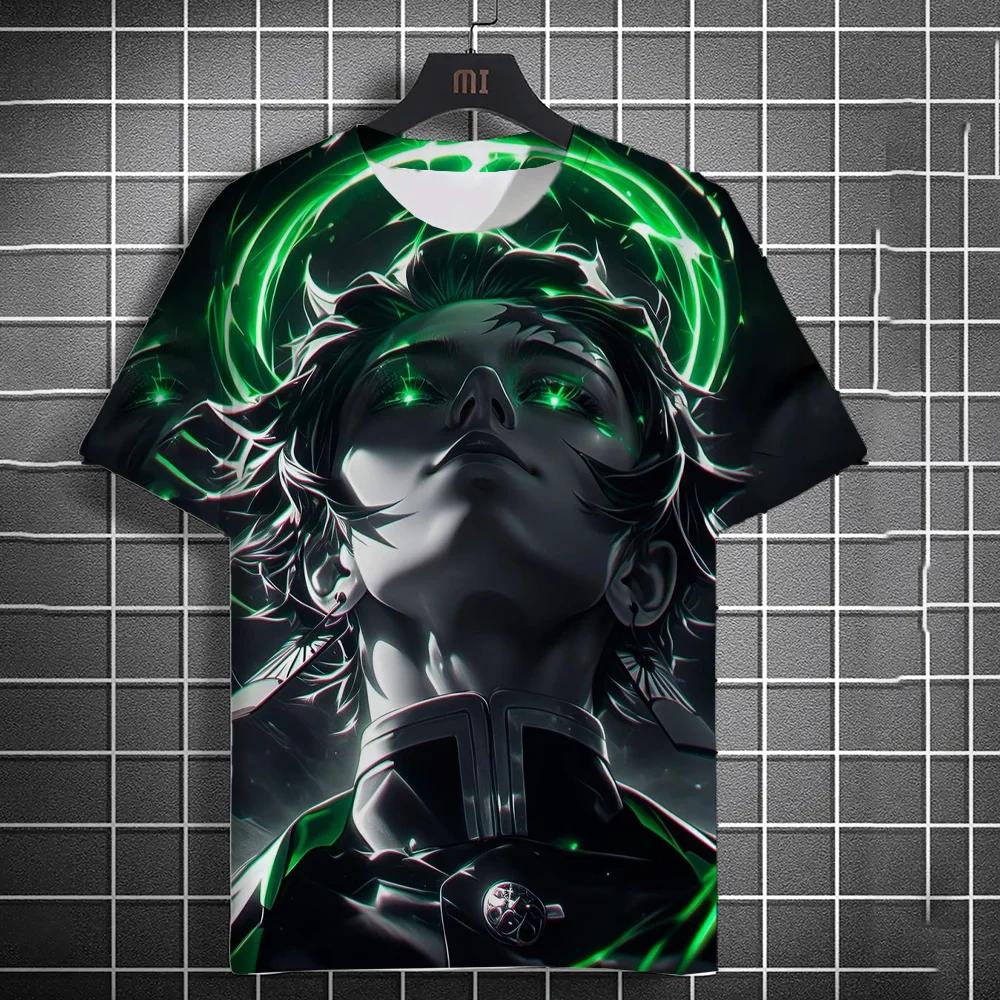 Japanese Graffiti Anime 3D Printed Fashionable Casual Short Sleeved Men's T-shirts - Soft Medium Stretch Polyester Fabric Summer Relaxed Fit Clothing